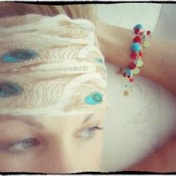 Muse bracelet gold coral turquoise dancing dangles festival bright bold